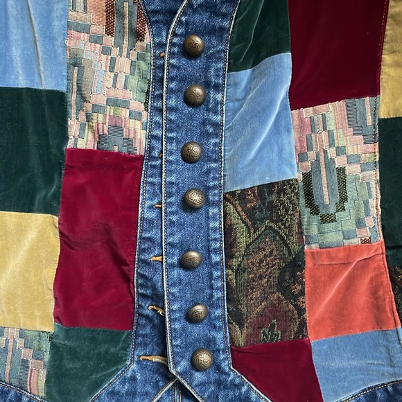 NY Line vintage patchwork jean vest size medium - Picture 5 of 14